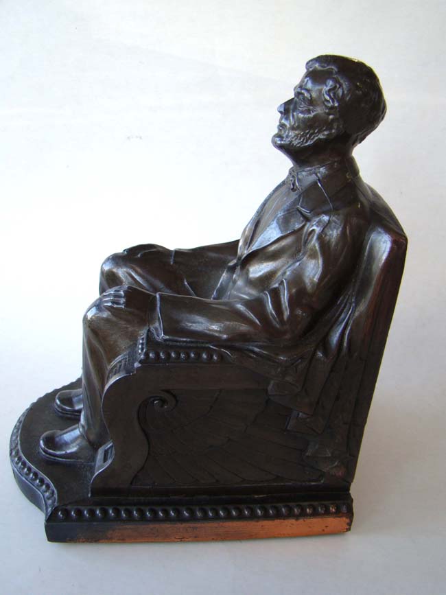 A fine pair of antique "Lincoln in the chair" bookends by Nuart made in 1924 — image 2